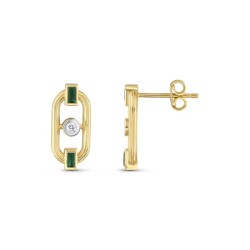 0,27 Karat Pırlanta Zümrüt Küpe - 