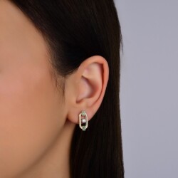 0,27 Karat Pırlanta Zümrüt Küpe - 3