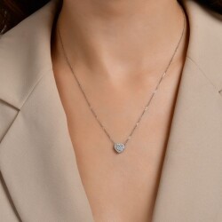 0,28 Karat Pırlanta Fantezi Kalp Kolye - 2