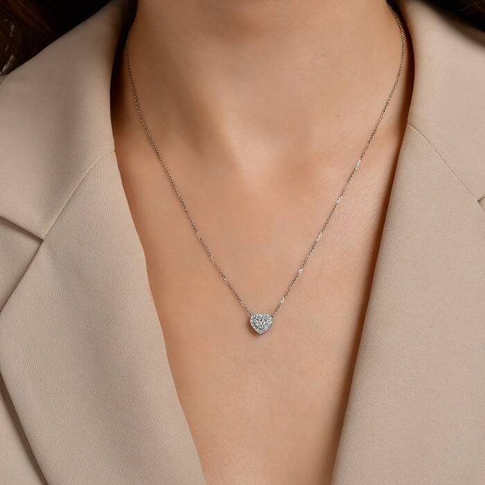 0,28 Karat Pırlanta Fantezi Kalp Kolye - 2