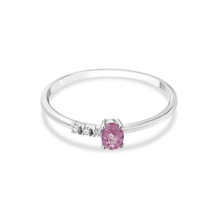 0,28 Karat Pırlanta Pembe Safir Yüzük - 2