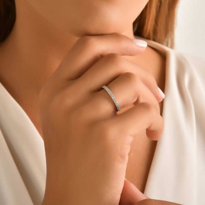 0,28 Karat Pırlanta Yarımtur Yüzük - 4