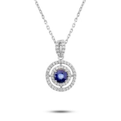 0,28 Karat Pırlanta Safir Kolye - 2