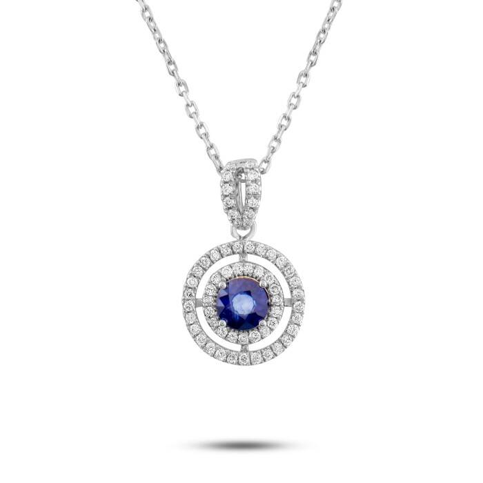 0,28 Karat Pırlanta Safir Kolye - 2