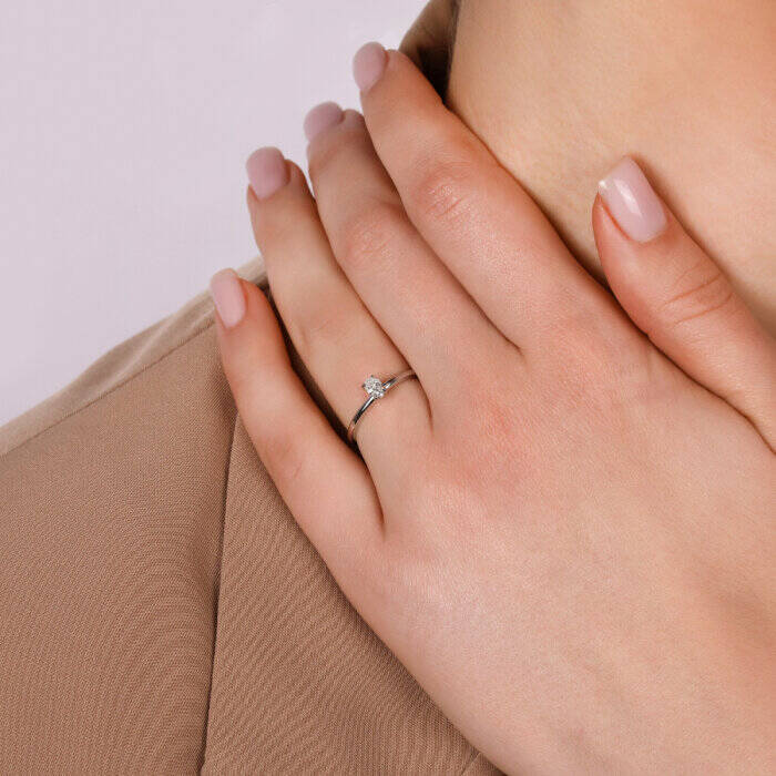 0,30 Karat Pırlanta Oval Tektaş Yüzük - 3