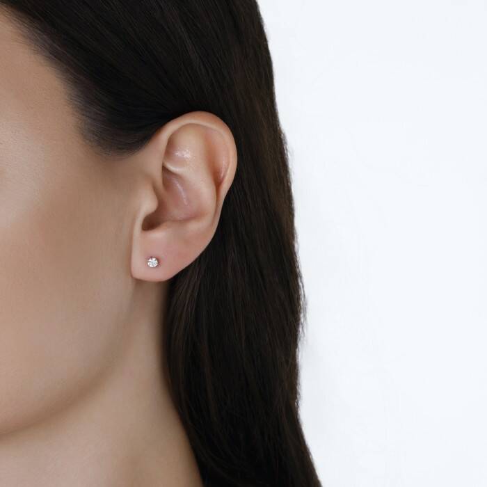 0,30 Karat Pırlanta Tektaş Küpe - 3