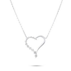 0,30 Karat Pırlantalı Kalp Tasarım Kolye - 