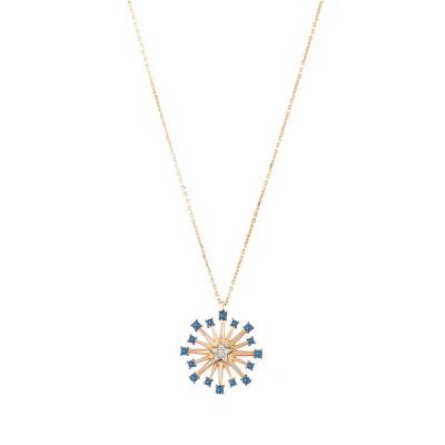 0,30 Karat Pırlantalı Safir Kolye - 3