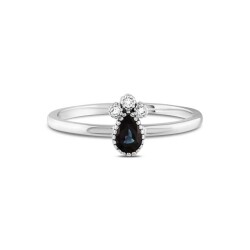 0,30 Karat Pırlantalı Safir Yüzük - 1