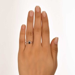 0,30 Karat Pırlantalı Safir Yüzük - 4