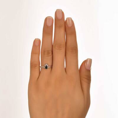 0,30 Karat Pırlantalı Safir Yüzük - 4