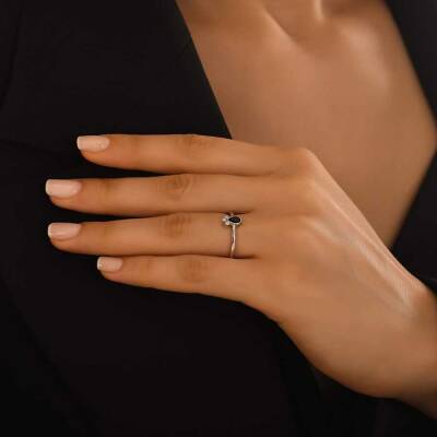 0,30 Karat Pırlantalı Safir Yüzük - 5