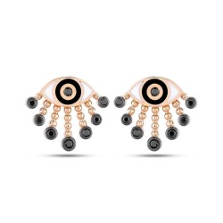 0,30 Karat Siyah Pırlantalı Küpe - 2