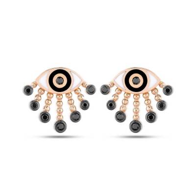 0,30 Karat Siyah Pırlantalı Küpe - 2
