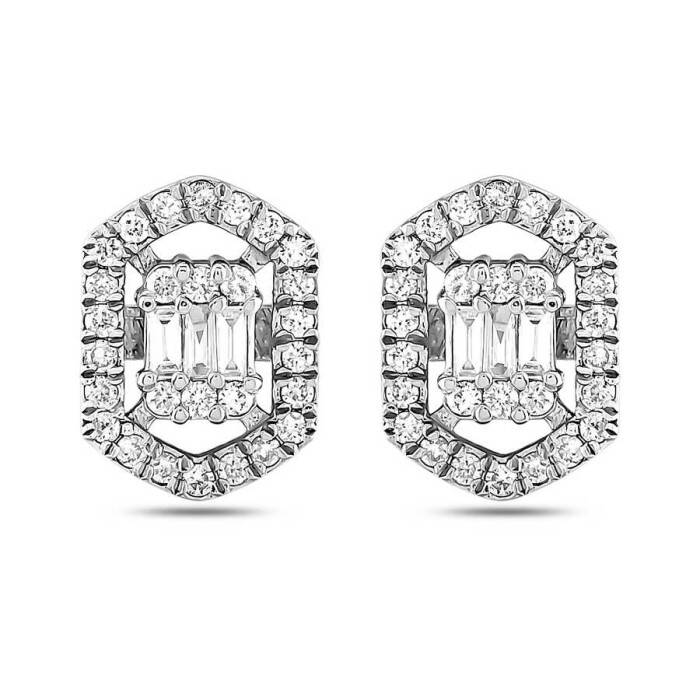 0,32 Karat Pırlanta Baget Küpe - 2