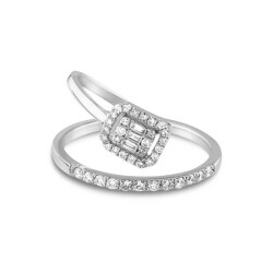 0,32 Karat Pırlanta Baget Yüzük - 