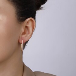 0,33 Karat Pırlanta Halka Küpe - 3