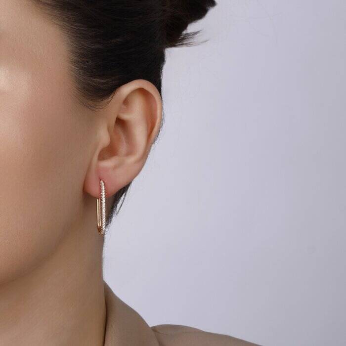 0,33 Karat Pırlanta Halka Küpe - 3