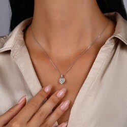 0,33 Karat Pırlanta Kalp Kolye - 2