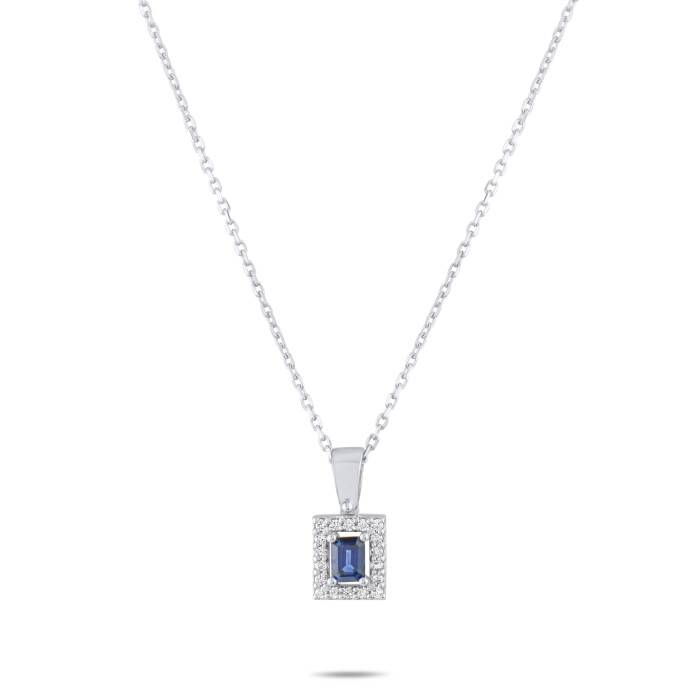 0,33 Karat Pırlantalı Safir Kolye - 2