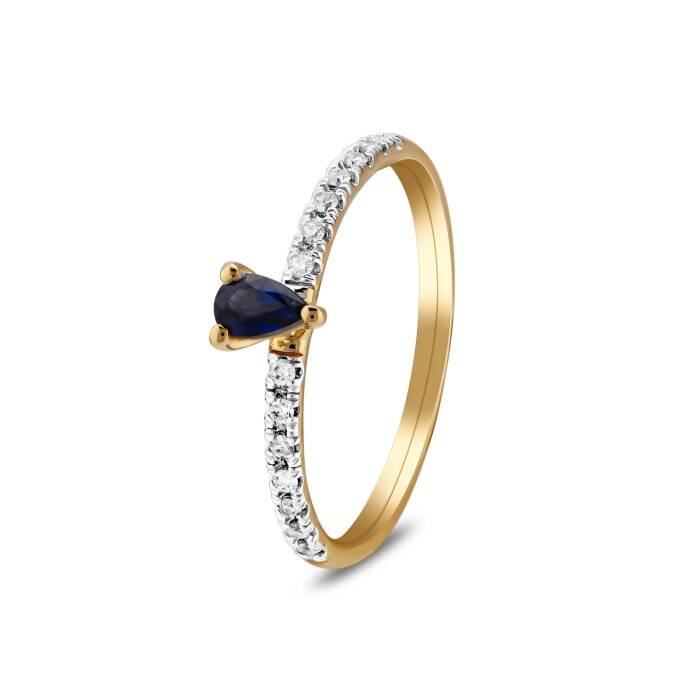 0,33 Karat Pırlanta Safir Yüzük - 2