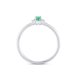 0,33 Karat Pırlanta Markiz Zümrüt Yüzük - 3
