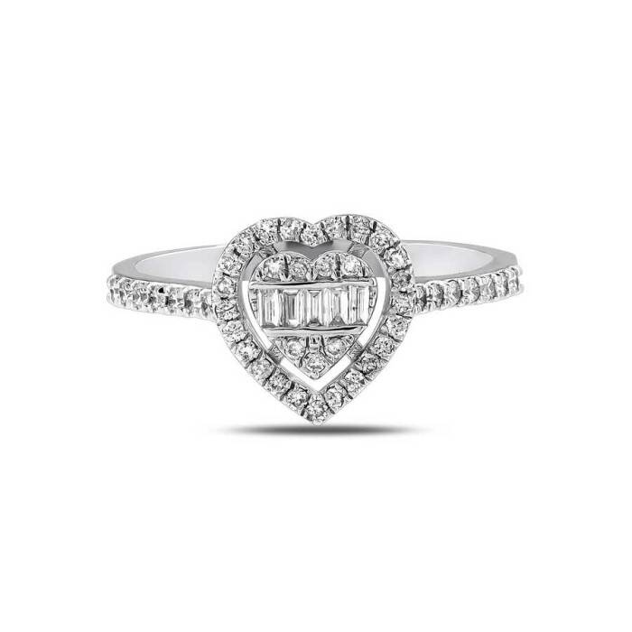 0,34 Karat Pırlanta Baget Kalp Yüzük - 2