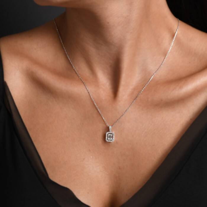 0,34 Karat Pırlanta Baget Kolye - 1