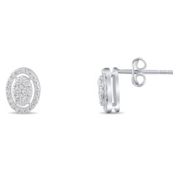 0,34 Karat Pırlanta Oval Küpe - 1