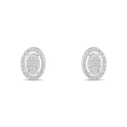 0,34 Karat Pırlanta Oval Küpe - 2