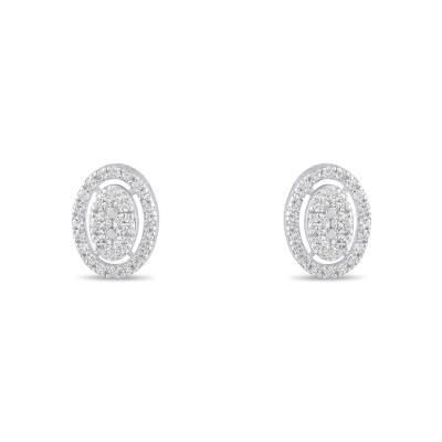 0,34 Karat Pırlanta Oval Küpe - 2