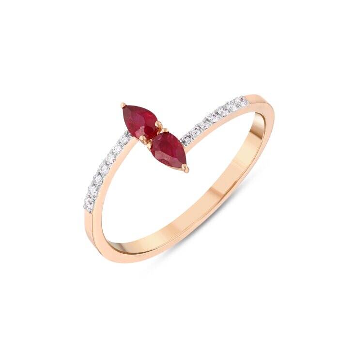 0,34 Karat Pırlanta Yakut Yüzük - 1