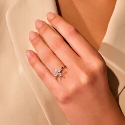 0,34 Karat Pırlanta Çiçek Yüzük - 3