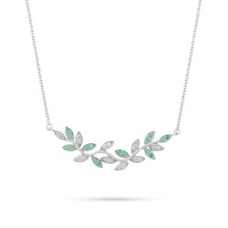 0,34 Karat Pırlanta Zümrüt Kolye - 