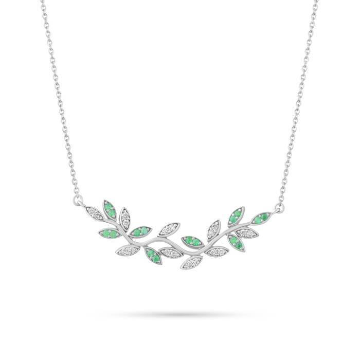 0,34 Karat Pırlanta Zümrüt Kolye - 1