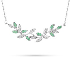 0,34 Karat Pırlanta Zümrüt Kolye - 2