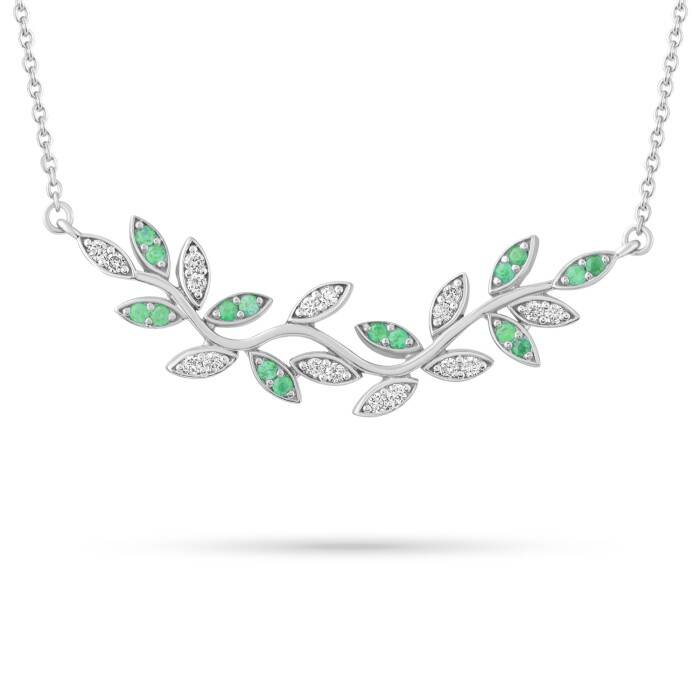 0,34 Karat Pırlanta Zümrüt Kolye - 2