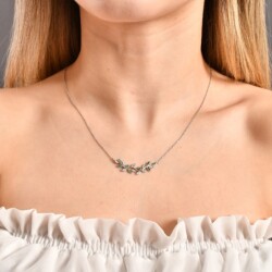 0,34 Karat Pırlanta Zümrüt Kolye - 3