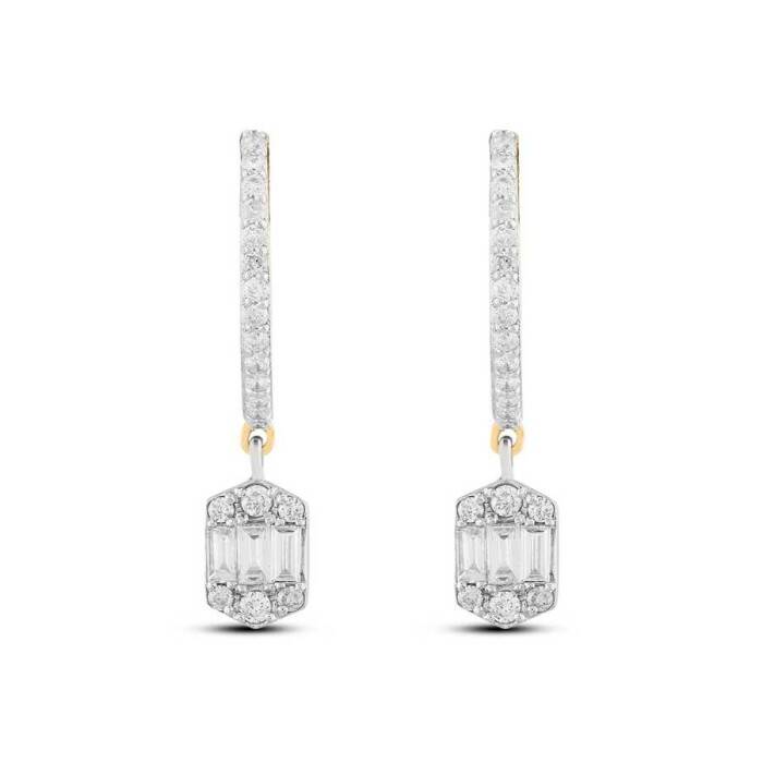 0,47 Karat Pırlanta Baget Küpe - 2