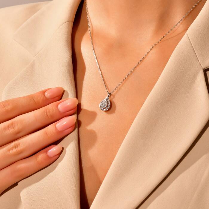 0,35 Karat Pırlanta Damla Kolye - 2