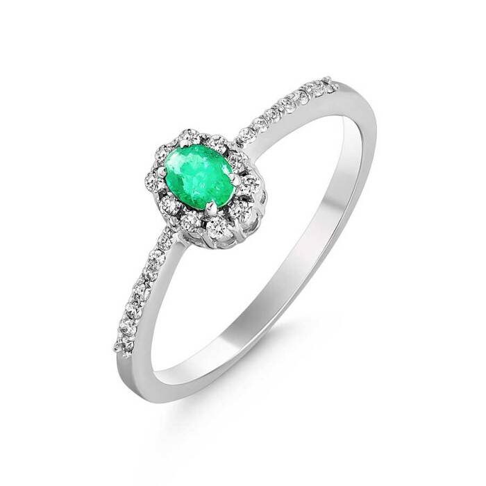 0,35 Karat Pırlanta Zümrüt Yüzük - 2