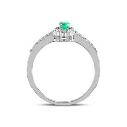 0,35 Karat Pırlanta Zümrüt Yüzük - 3