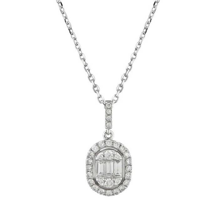 0,36 Karat Pırlanta Baget Kolye - 1