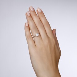 0,36 Karat Pırlanta Çiçek Yüzük - 3