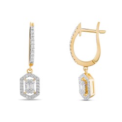 0,37 Karat Pırlanta Baget Küpe - 