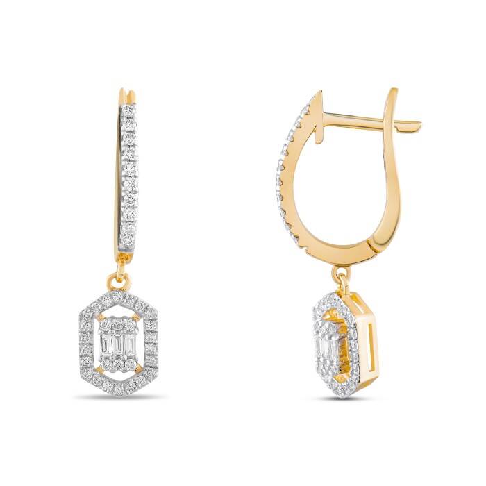 0,37 Karat Pırlanta Baget Küpe - 1