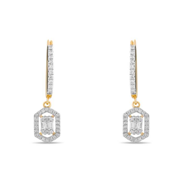 0,37 Karat Pırlanta Baget Küpe - 2