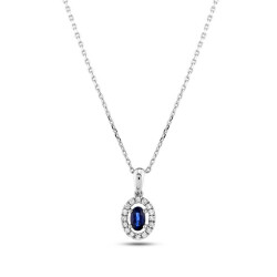0,37 Karat Pırlantalı Safir Kolye - 2
