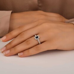 0,38 Karat Pırlantalı Safir Yüzük - 5