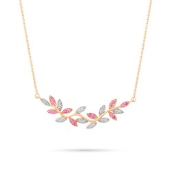 0,39 Karat Pırlantalı Yakut Kolye - 